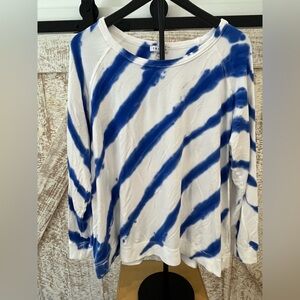 Tribal Blue and White Tie-Dye Women's Top Size XXL